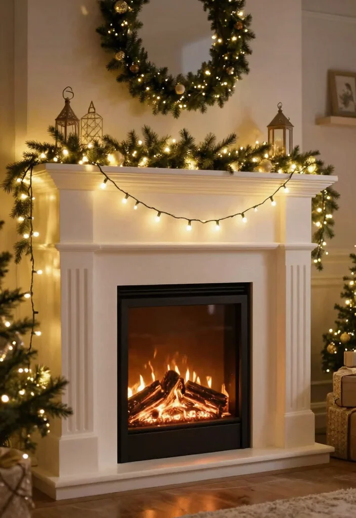 14 Christmas Fireplace Ideas for Cozy Holiday Living Rooms 53 14 Christmas Fireplace Ideas for Cozy Holiday Living Rooms 13. Festooning with String Lights 0