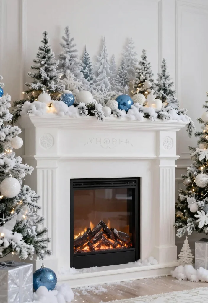 14 Christmas Fireplace Ideas for Cozy Holiday Living Rooms 54 14 Christmas Fireplace Ideas for Cozy Holiday Living Rooms 14. A Touch of Winter Wonderland 0