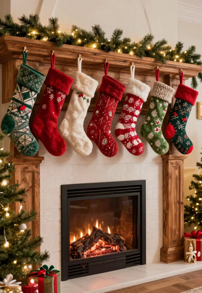 14 Christmas Fireplace Ideas for Cozy Holiday Living Rooms 12 14 Christmas Fireplace Ideas for Cozy Holiday Living Rooms 2. Stockings with Character 0