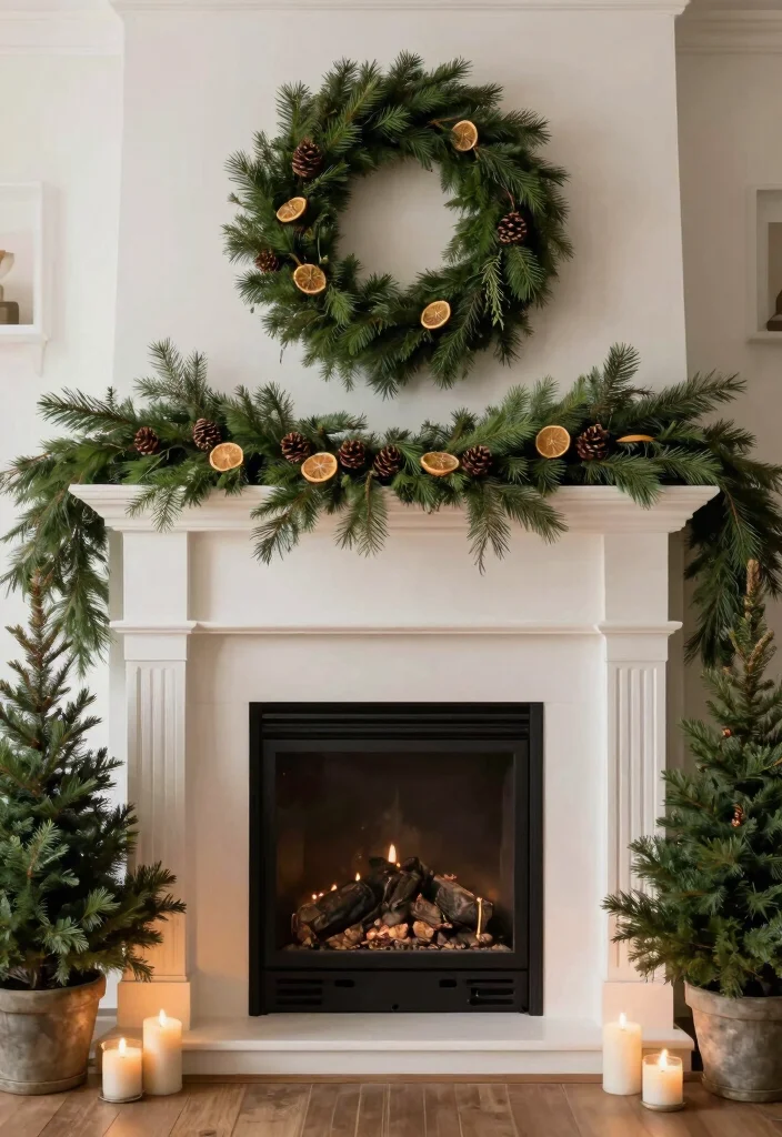 14 Christmas Fireplace Ideas for Cozy Holiday Living Rooms 23 14 Christmas Fireplace Ideas for Cozy Holiday Living Rooms 3. Natural Touch with Greenery 0
