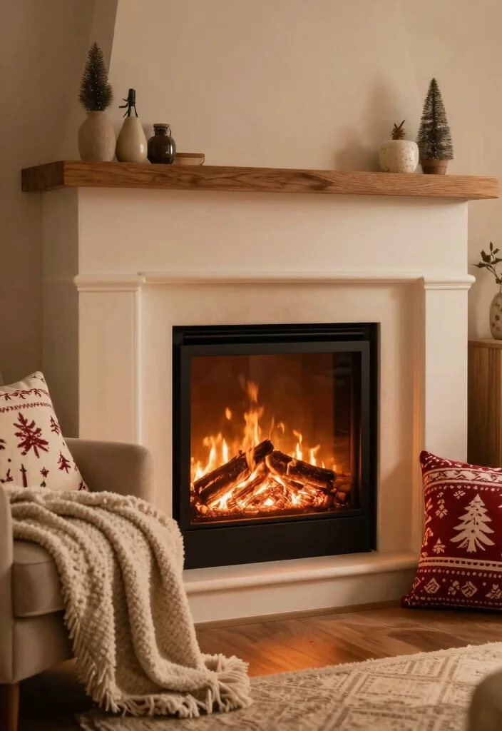 14 Christmas Fireplace Ideas for Cozy Holiday Living Rooms 27 14 Christmas Fireplace Ideas for Cozy Holiday Living Rooms 7. Cozy Textiles for Warmth 0