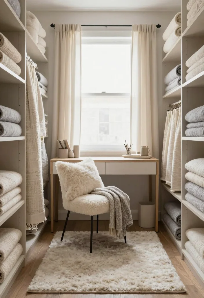 14 Cloffice Ideas Room Closet Combining Work and Storage 11. Layered Textiles 0
