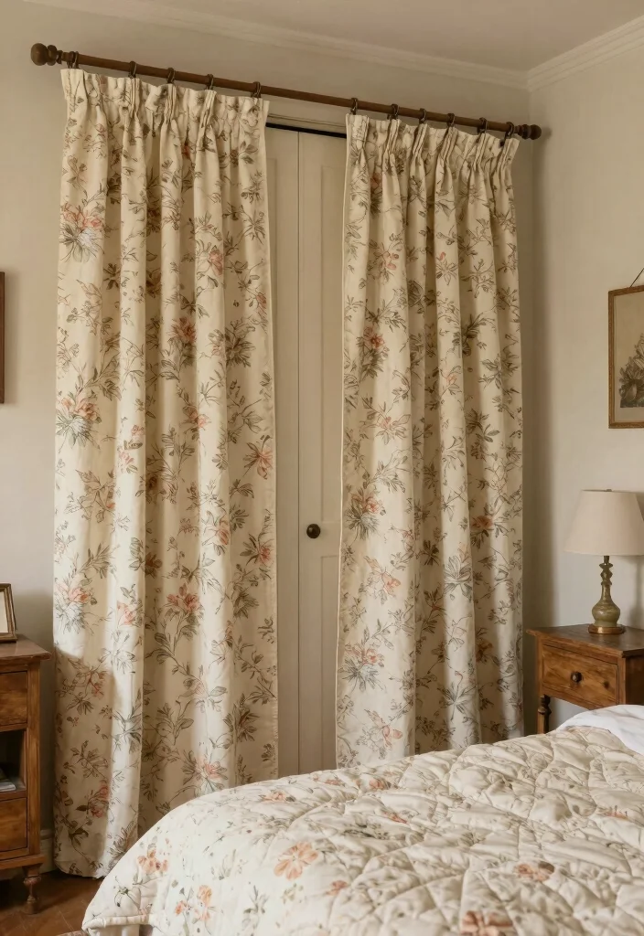 14 Curtains for Closet Doors Bedroom Ideas with Soft Stylish Privacy 54 14 Curtains for Closet Doors Bedroom Ideas with Soft Stylish Privacy 14. Vintage Floral Curtains 0