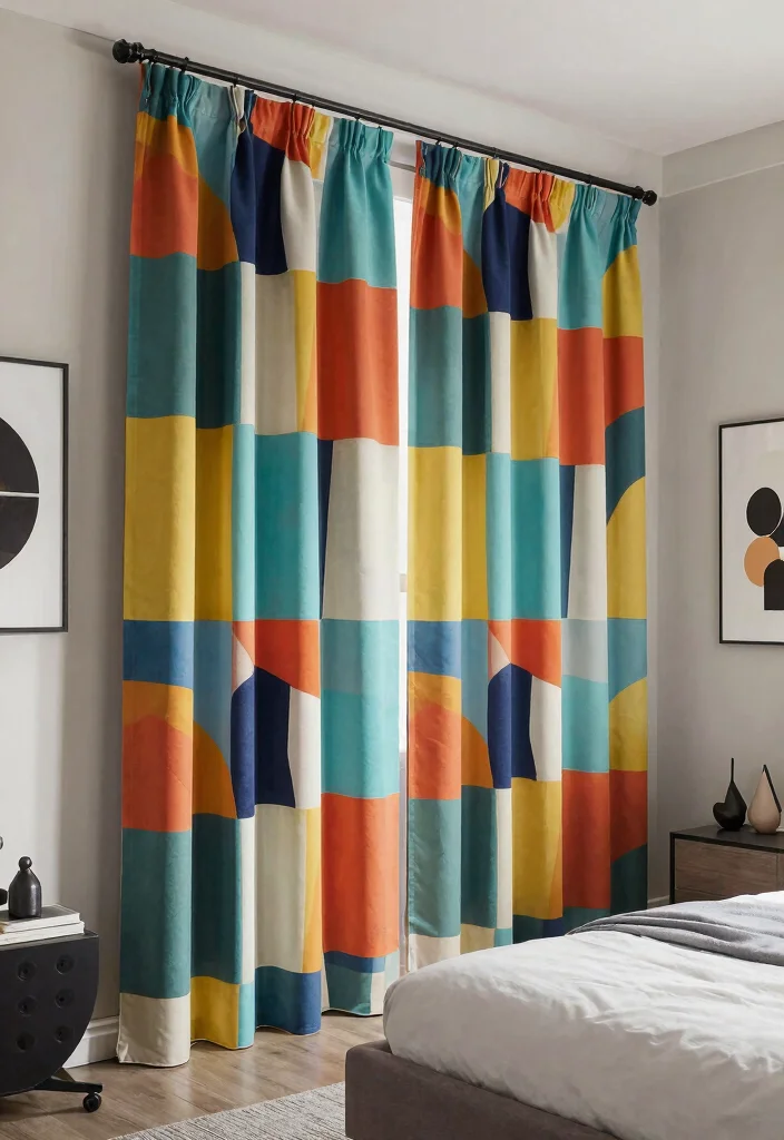 14 Curtains for Closet Doors Bedroom Ideas with Soft Stylish Privacy 49 14 Curtains for Closet Doors Bedroom Ideas with Soft Stylish Privacy 9. Stylish Graphic Print Curtains 0
