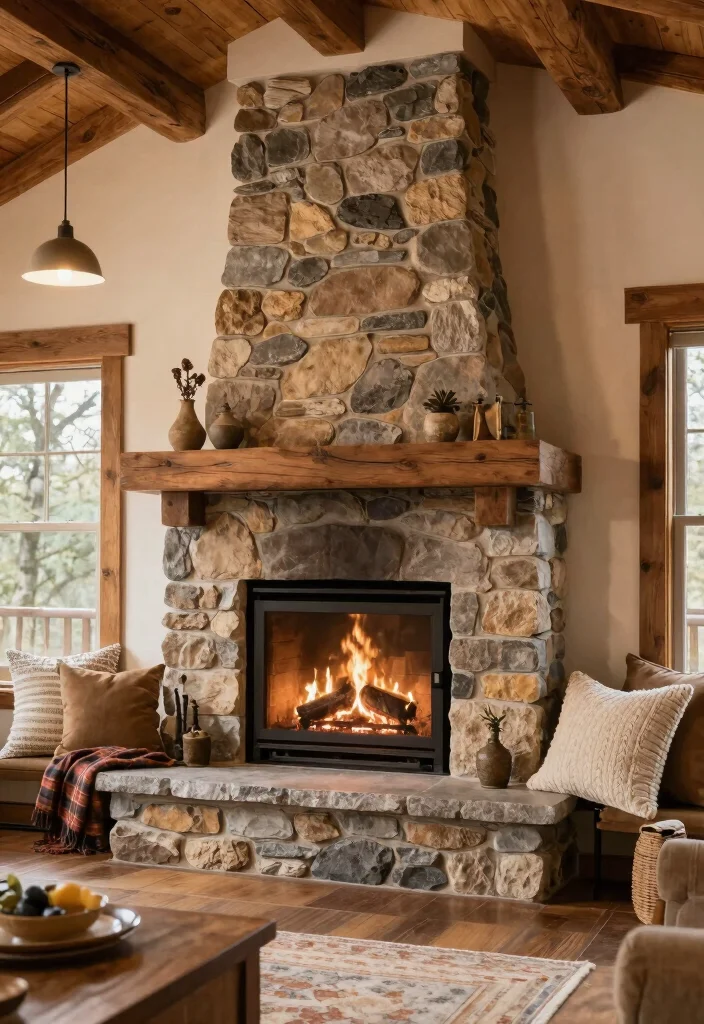 14 Double Sided Fireplace Ideas for Open Concept Spaces 10. Cozy Cabin Vibes 0