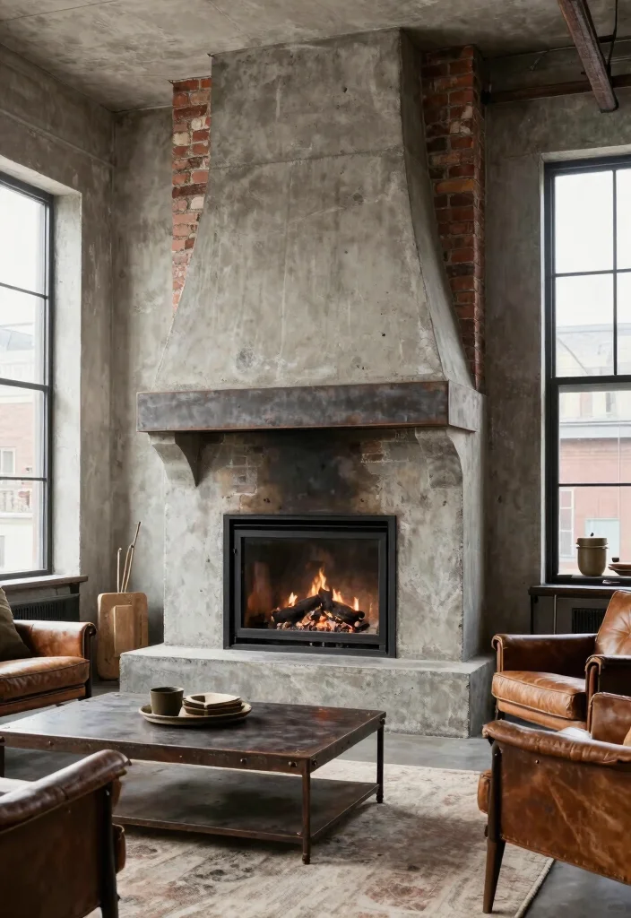 14 Double Sided Fireplace Ideas for Open Concept Spaces 3. Industrial Chic 0