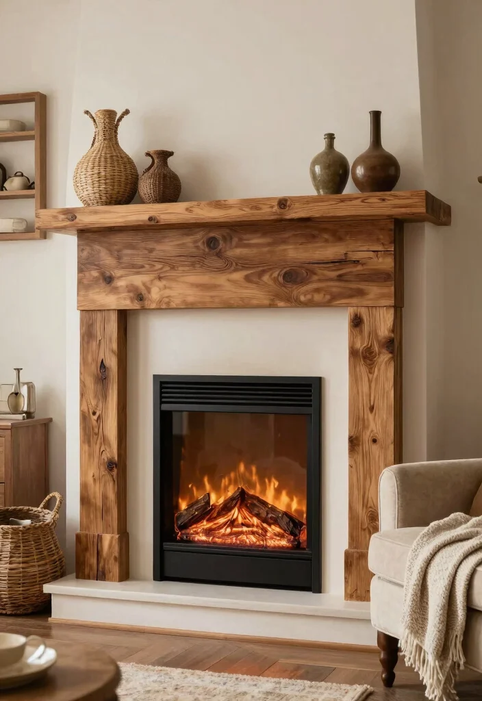 14 Electric Fireplace Redo Ideas to Refresh Outdated Units 3 14 Electric Fireplace Redo Ideas to Refresh Outdated Units 3. Rustic Wood Accents 0