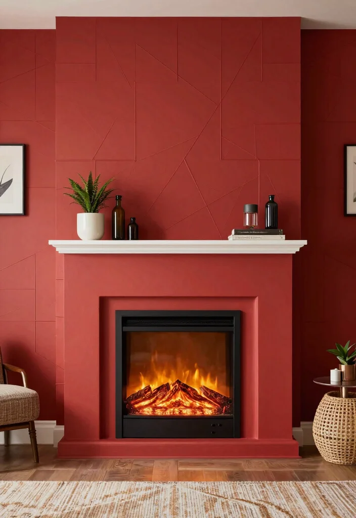 14 Electric Fireplace Redo Ideas to Refresh Outdated Units 5 14 Electric Fireplace Redo Ideas to Refresh Outdated Units 5. Colorful Accent Wall 0