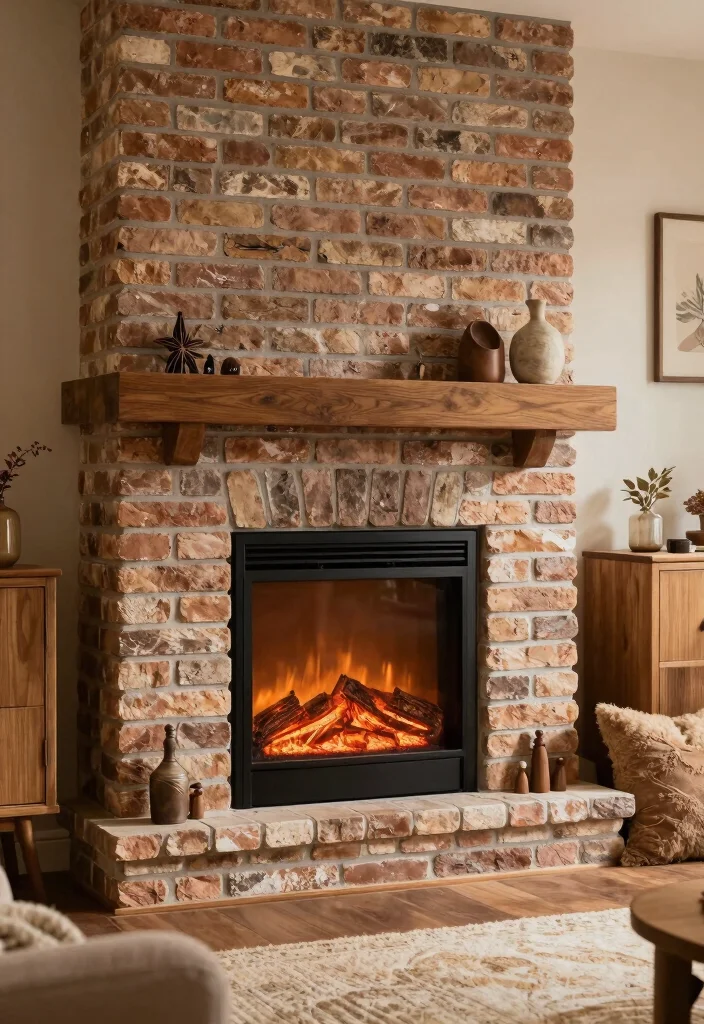 14 Electric Fireplace Redo Ideas to Refresh Outdated Units 16 14 Electric Fireplace Redo Ideas to Refresh Outdated Units 6. Faux Brick or Stone Facade 0