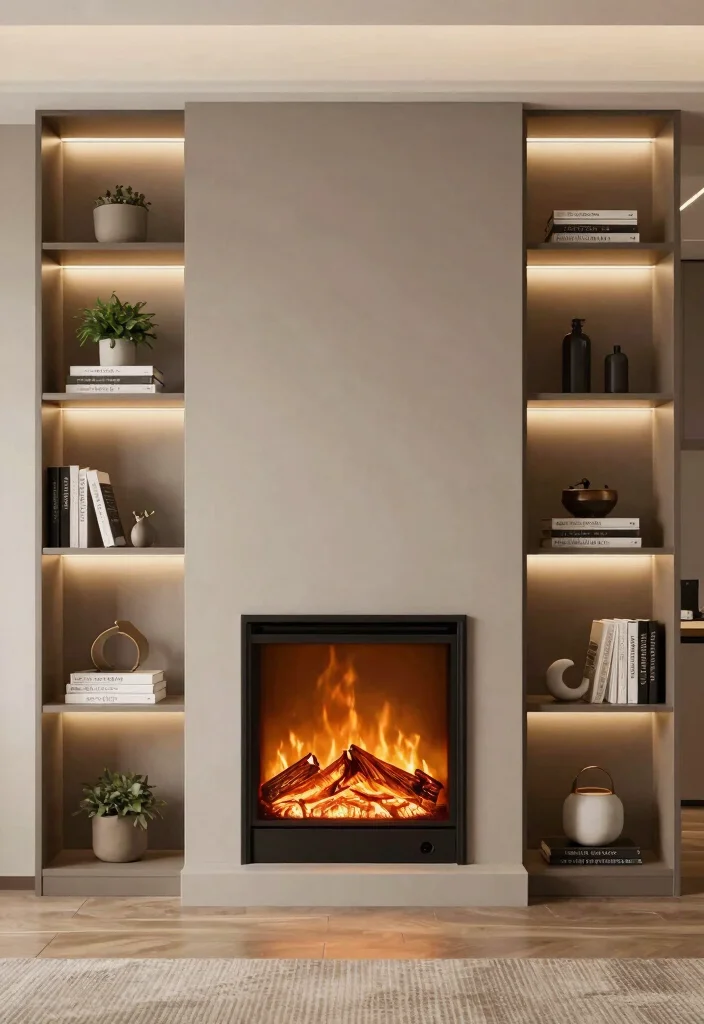 14 Electric Fireplace Redo Ideas to Refresh Outdated Units 27 14 Electric Fireplace Redo Ideas to Refresh Outdated Units 7. Integrated Shelving 0