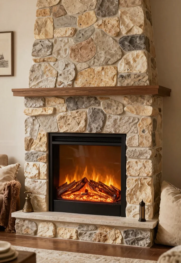14 Electric Fireplace Redo Ideas to Refresh Outdated Units 39 14 Electric Fireplace Redo Ideas to Refresh Outdated Units 9. Decorative Stone Hearth 0