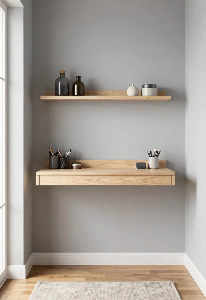 14 Entryway Ideas with Stairs That Use Vertical Space 12. Wall Mounted Desk 0