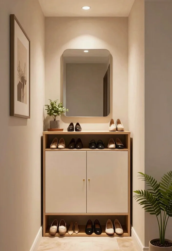 14 Entryway Ideas with Stairs That Use Vertical Space 2. Vertical Shoe Storage Solutions 0