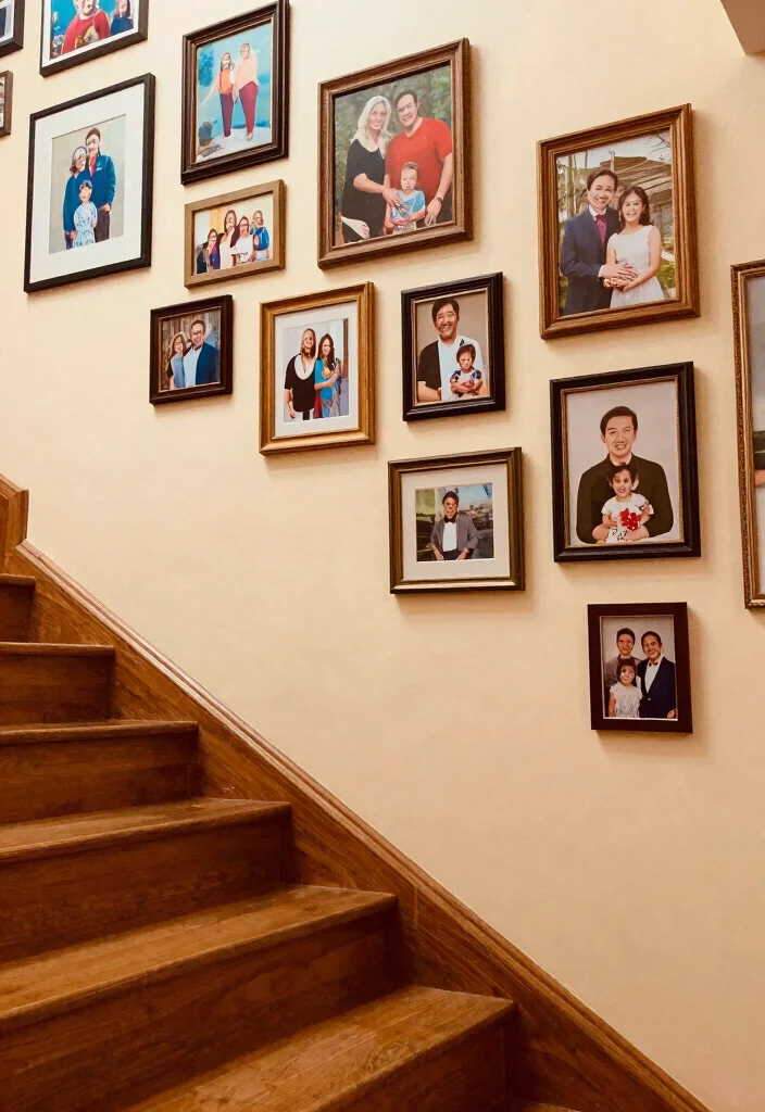 14 Entryway Ideas with Stairs That Use Vertical Space 3. Staircase Gallery Wall 0