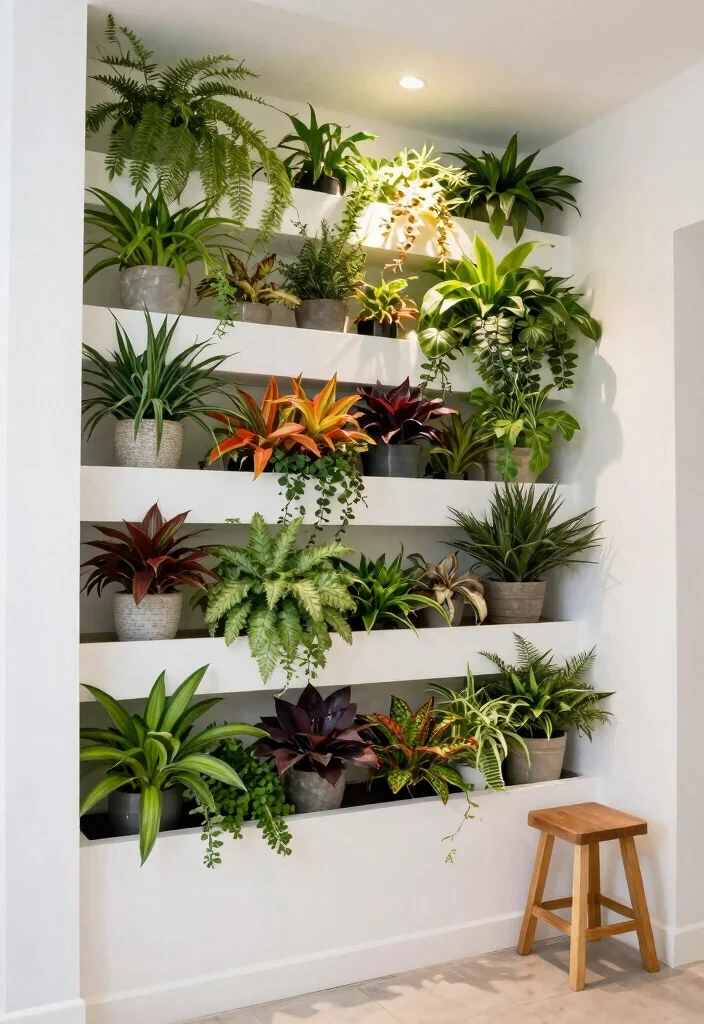 14 Entryway Ideas with Stairs That Use Vertical Space 6. Vertical Planter Wall 0