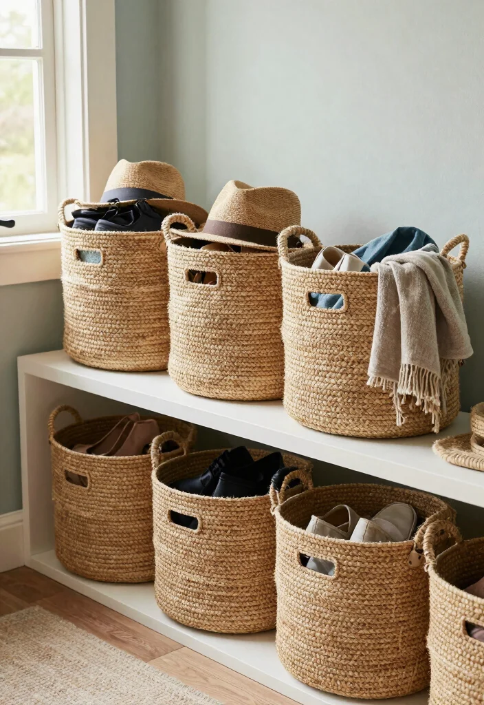 14 Entryway Mudroom Ideas for Organized Everyday Living 2. Eco Friendly Storage Baskets 0