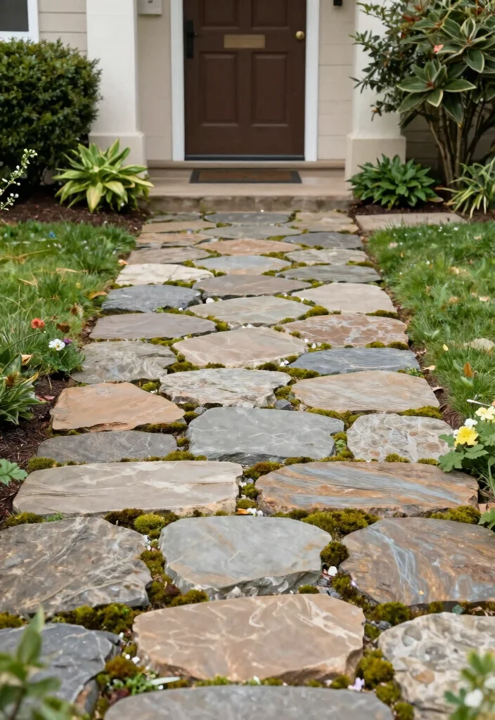 14 Exterior Entryway Ideas for Front Entrances with Curb Appeal 15 14 Exterior Entryway Ideas for Front Entrances with Curb Appeal 5. Recycled Stone Pathways 0