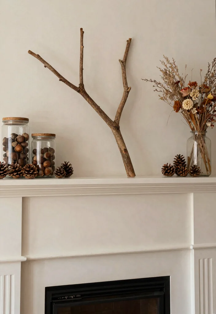 14 Fall Fireplace Mantel Decorating Ideas with Warm Tones 51 14 Fall Fireplace Mantel Decorating Ideas with Warm Tones 11. Natural Accents 0