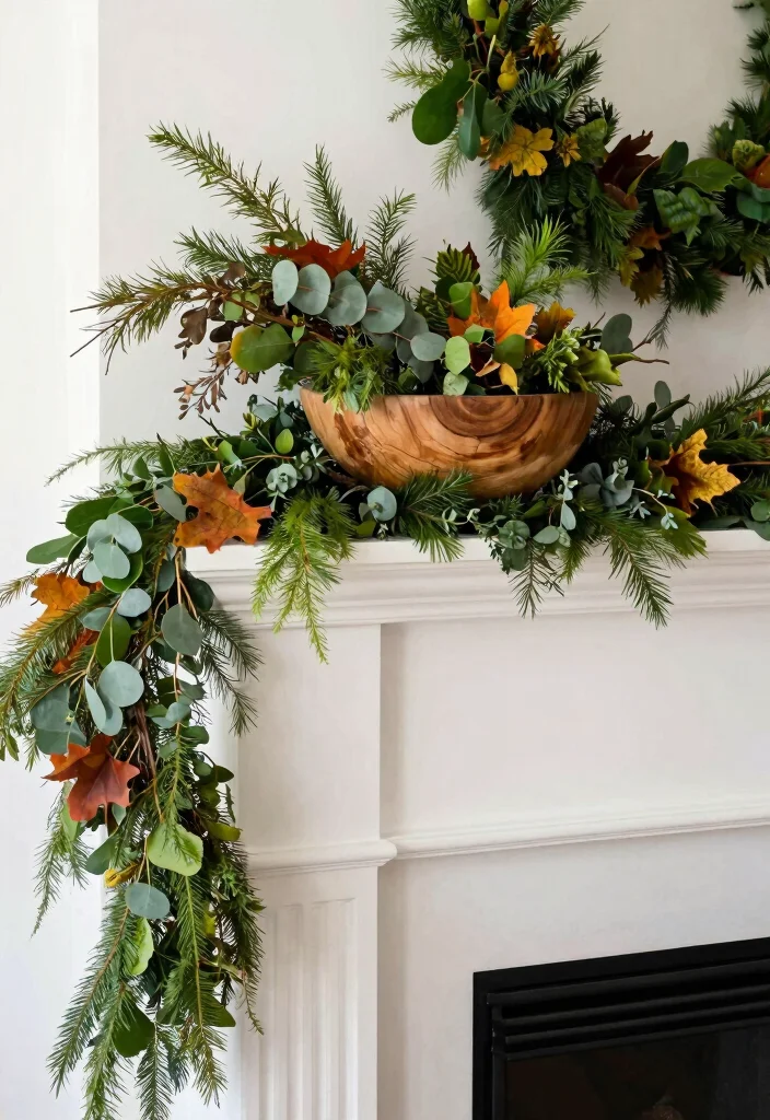 14 Fall Fireplace Mantel Decorating Ideas with Warm Tones 24 14 Fall Fireplace Mantel Decorating Ideas with Warm Tones 4. Seasonal Greenery 0