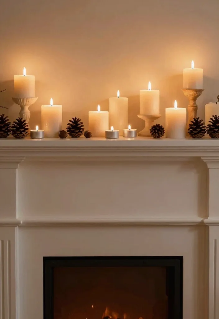 14 Fall Fireplace Mantel Decorating Ideas with Warm Tones 46 14 Fall Fireplace Mantel Decorating Ideas with Warm Tones 6. Candle Arrangements 0