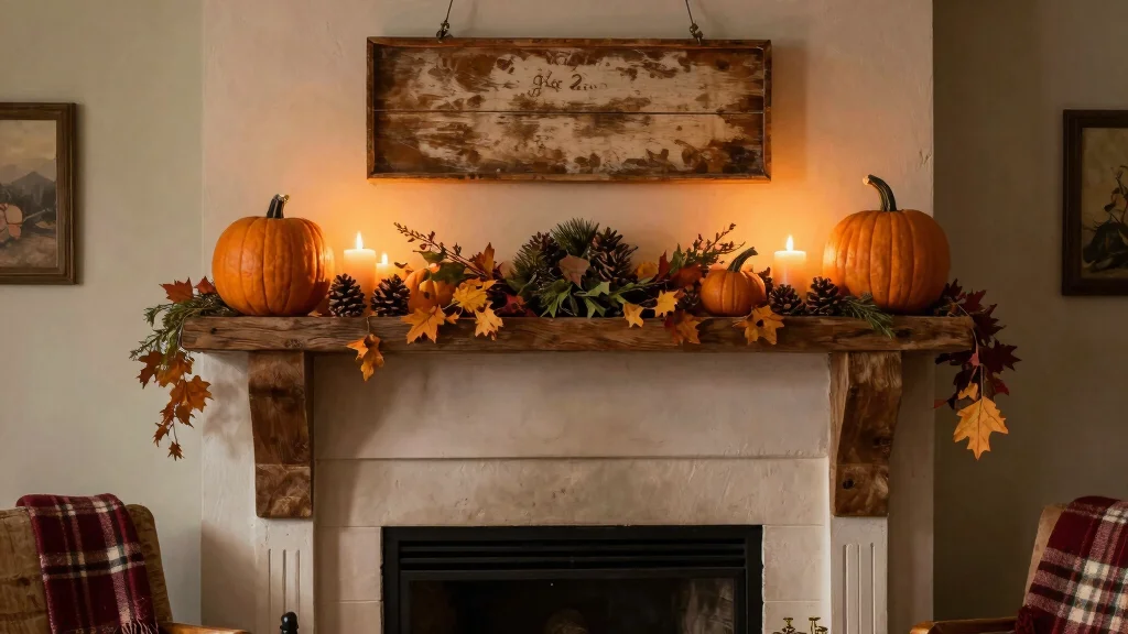 14 Fall Fireplace Mantel Decorating Ideas with Warm Tones