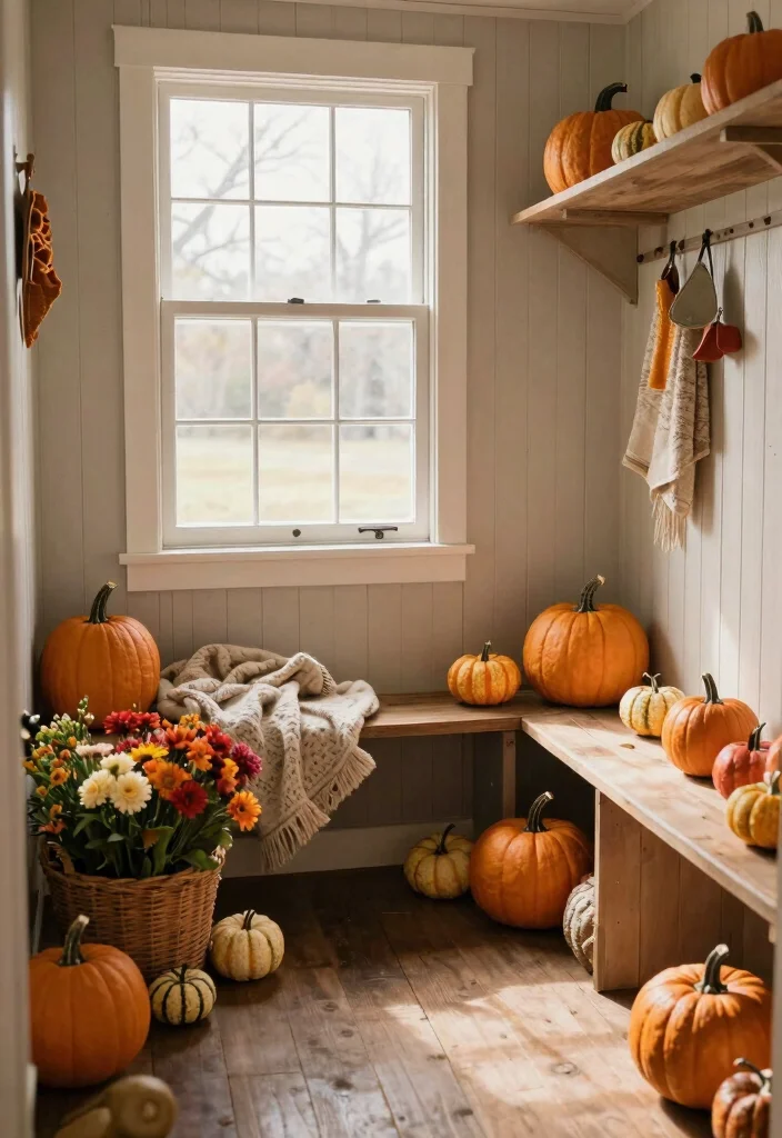 14 Farmhouse Mudroom Entryway Ideas with Rustic Function 12. Seasonal Decor Touches 0