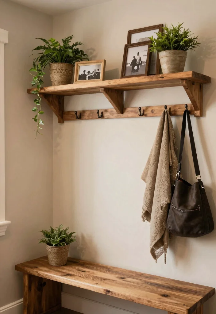 14 Farmhouse Mudroom Entryway Ideas with Rustic Function 5. Wall Mounted Shelves 0