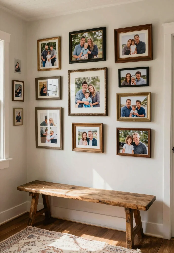14 Farmhouse Mudroom Entryway Ideas with Rustic Function 9. Personalized Art Displays 0