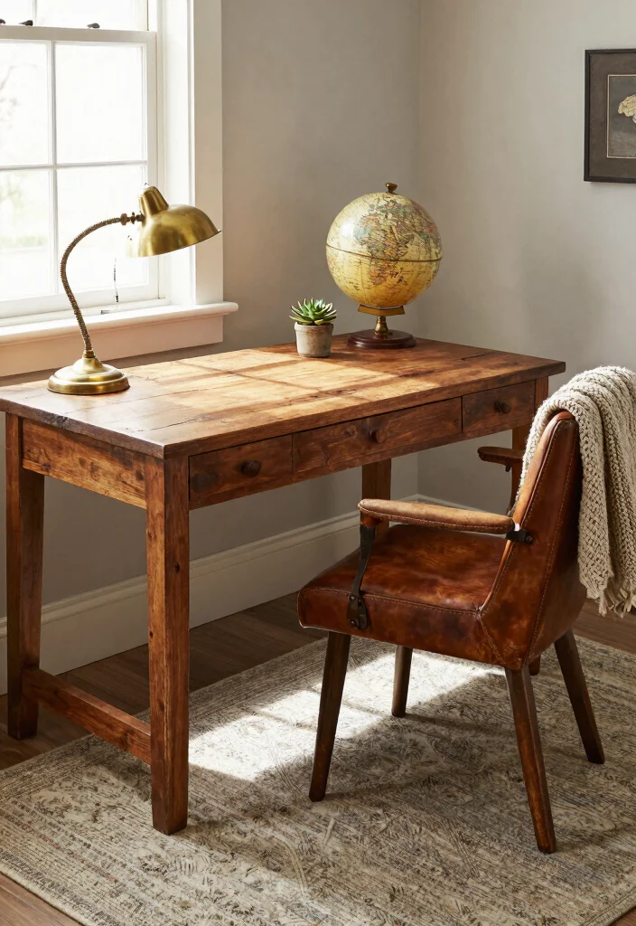 14 Farmhouse Office Ideas with Cozy Rustic Charm 1. Reclaimed Wood Desks 0