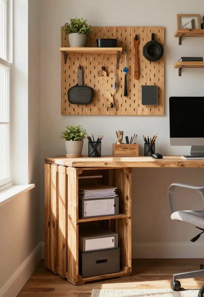 14 Farmhouse Office Ideas with Cozy Rustic Charm 12. DIY Storage Solutions 0