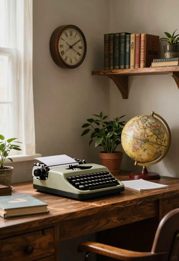 14 Farmhouse Office Ideas with Cozy Rustic Charm 2. Vintage Accessories 0