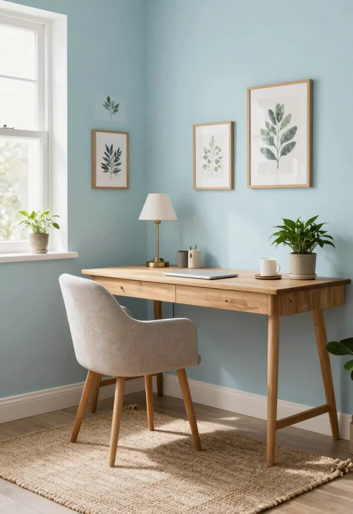 14 Farmhouse Office Ideas with Cozy Rustic Charm 3. Soft Color Palettes 0