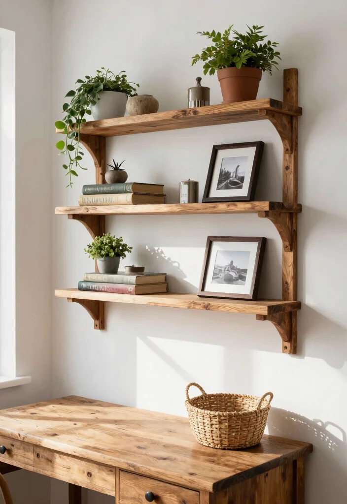 14 Farmhouse Office Ideas with Cozy Rustic Charm 4. Farmhouse Shelving 0