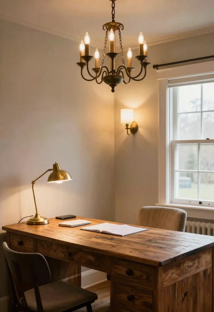 14 Farmhouse Office Ideas with Cozy Rustic Charm 7. Farmhouse Lighting 0