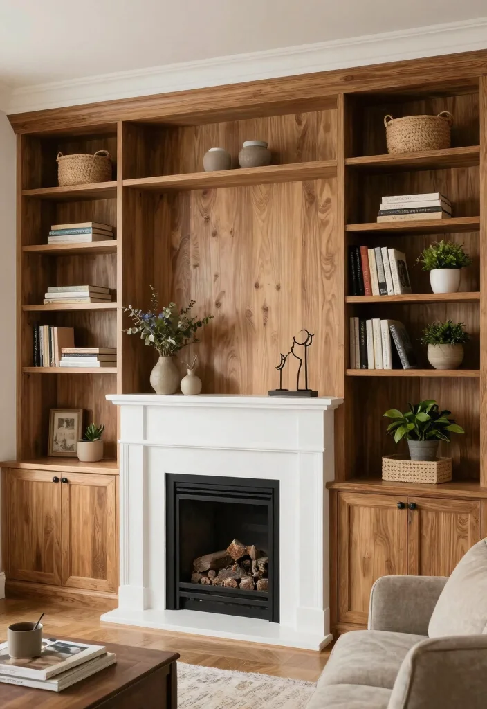 14 Fireplace Decor Ideas for Living Rooms That Feel Finished 10. Function Meets Form with Built In Storage 0