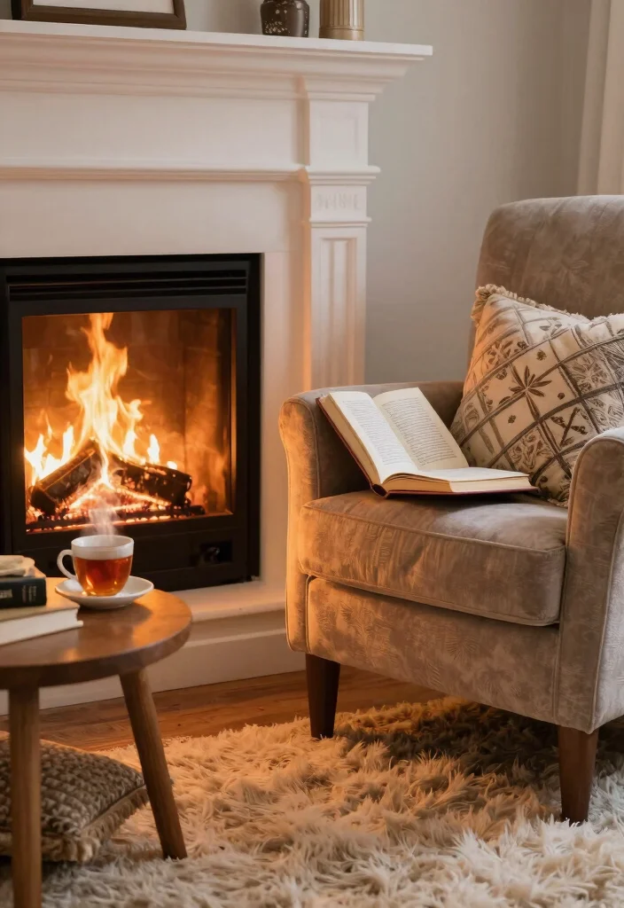 14 Fireplace Decor Ideas for Living Rooms That Feel Finished 11. Create a Cozy Nook 0