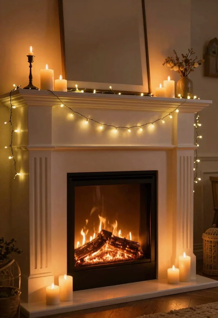 14 French Country Fireplace Ideas with Warm Rustic Details 13. Soft Lighting Enhancements 0