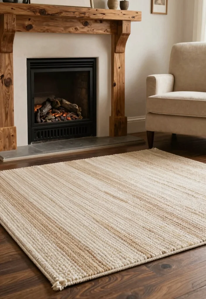 14 French Country Fireplace Ideas with Warm Rustic Details 5. Textured Hearth Rugs 0