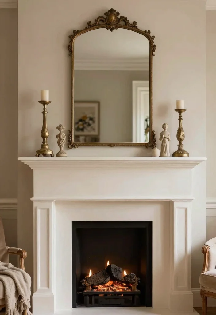 14 French Country Fireplace Ideas with Warm Rustic Details 6. Elegant Mantel Decor 0
