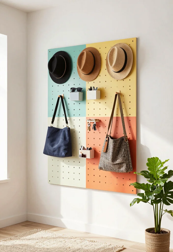 14 Functional Entryway Ideas for Busy Households 14 14 Functional Entryway Ideas for Busy Households 4. Pegboards for Versatile Organization 0