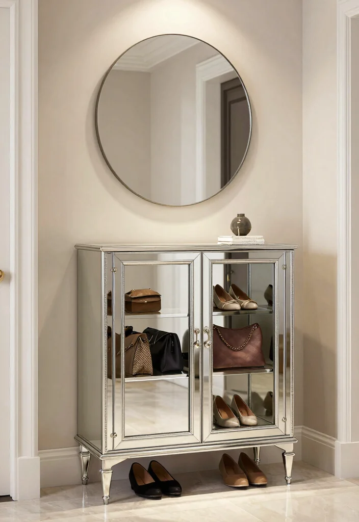 14 Functional Entryway Ideas for Busy Households 17 14 Functional Entryway Ideas for Busy Households 7. Mirrored Storage Solutions 0
