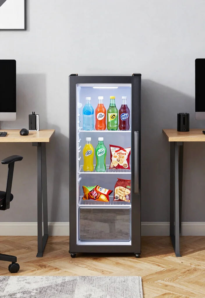 14 Gamer Office Ideas with Immersive Setup Vibes 43 14 Gamer Office Ideas with Immersive Setup Vibes 13. Incorporate a Mini Fridge 0