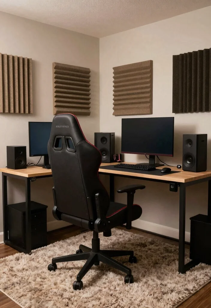 14 Gamer Office Ideas with Immersive Setup Vibes 5 14 Gamer Office Ideas with Immersive Setup Vibes 5. Soundproofing for Ultimate Focus 0