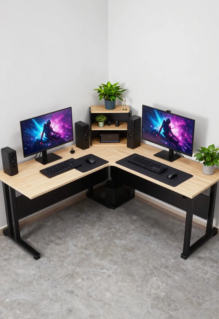 14 Gamer Office Ideas with Immersive Setup Vibes 16 14 Gamer Office Ideas with Immersive Setup Vibes 6. Creative Desk Layouts 0