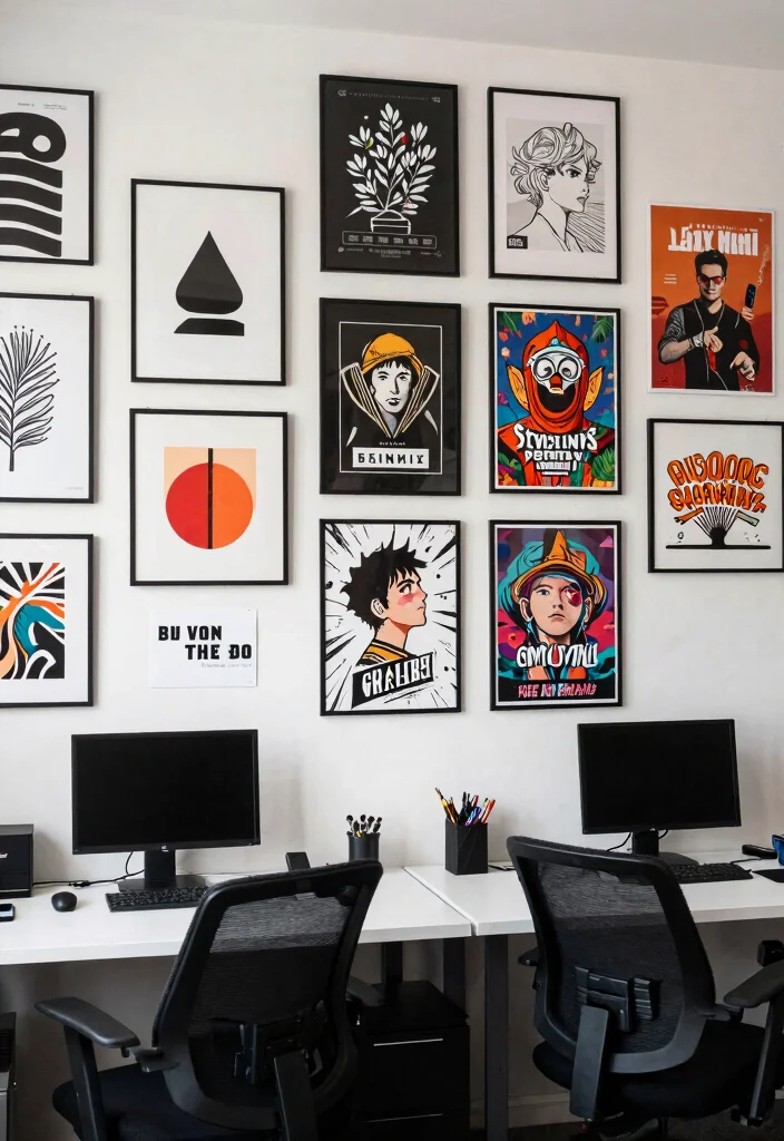 14 Gamer Office Ideas with Immersive Setup Vibes 17 14 Gamer Office Ideas with Immersive Setup Vibes 7. Personalized Wall Art and Posters 0