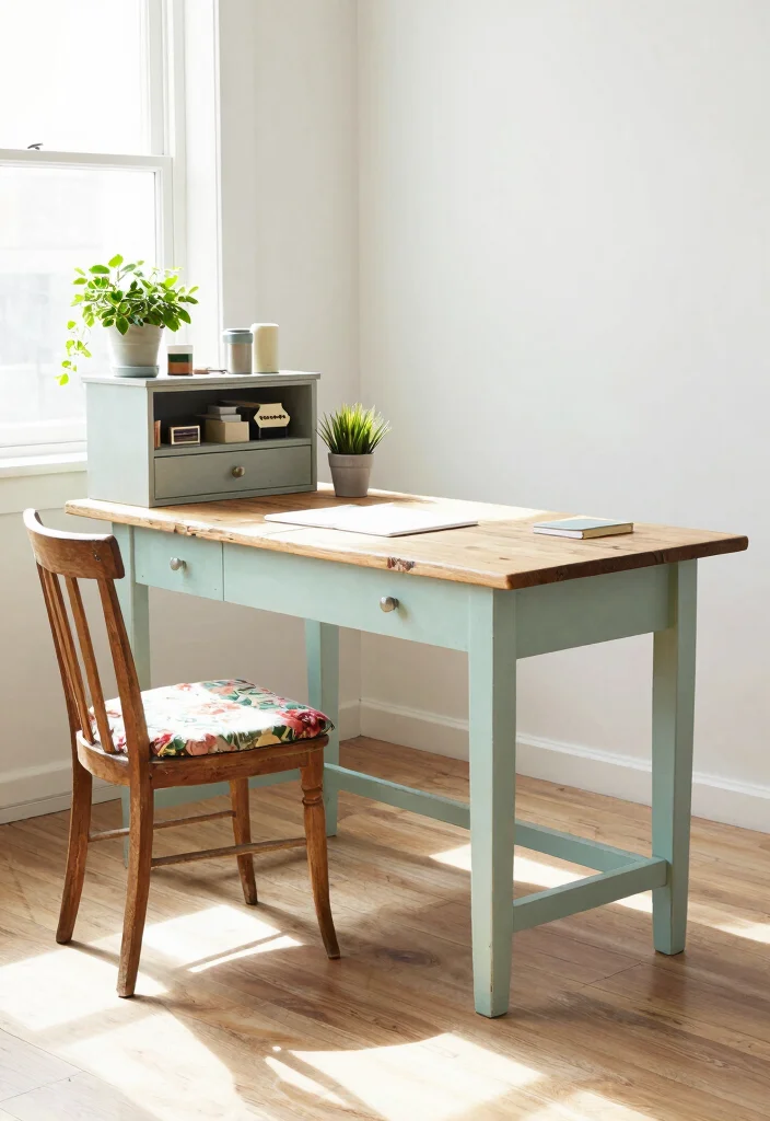 14 Home Office Decorating Ideas for a Finished Look 1. Upcycle Old Furniture 0