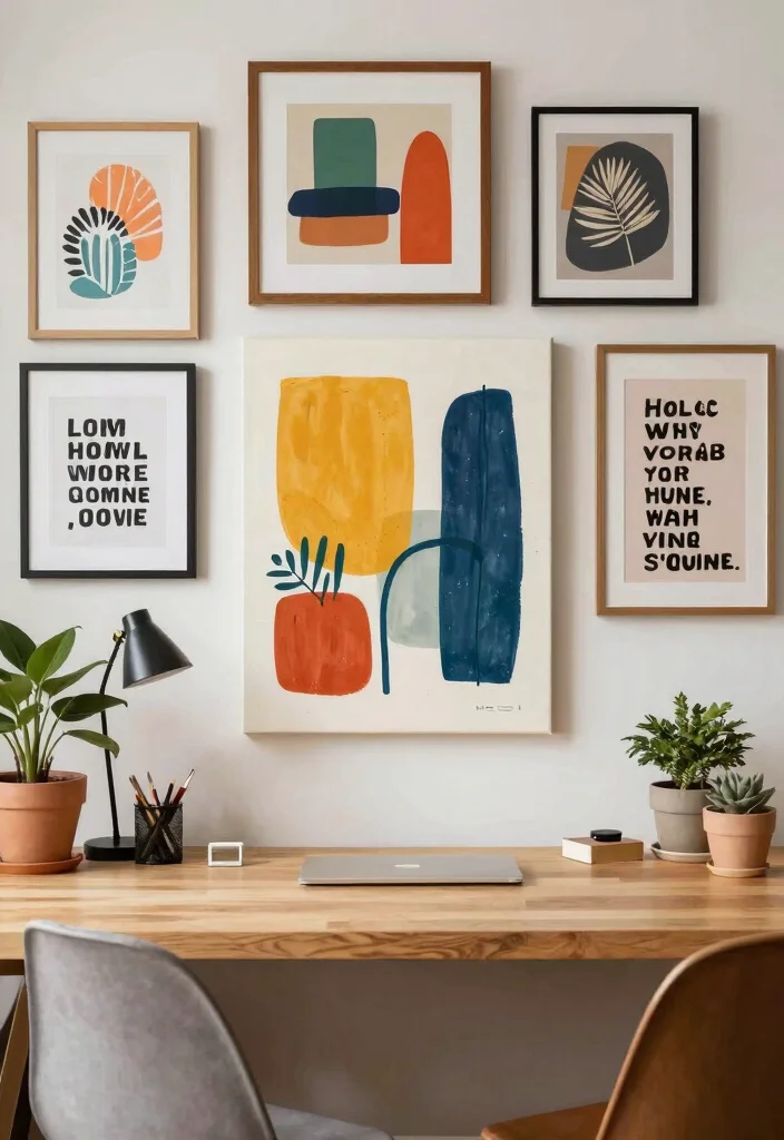 14 Home Office Decorating Ideas for a Finished Look 6. Personalize Your Space with Art 0