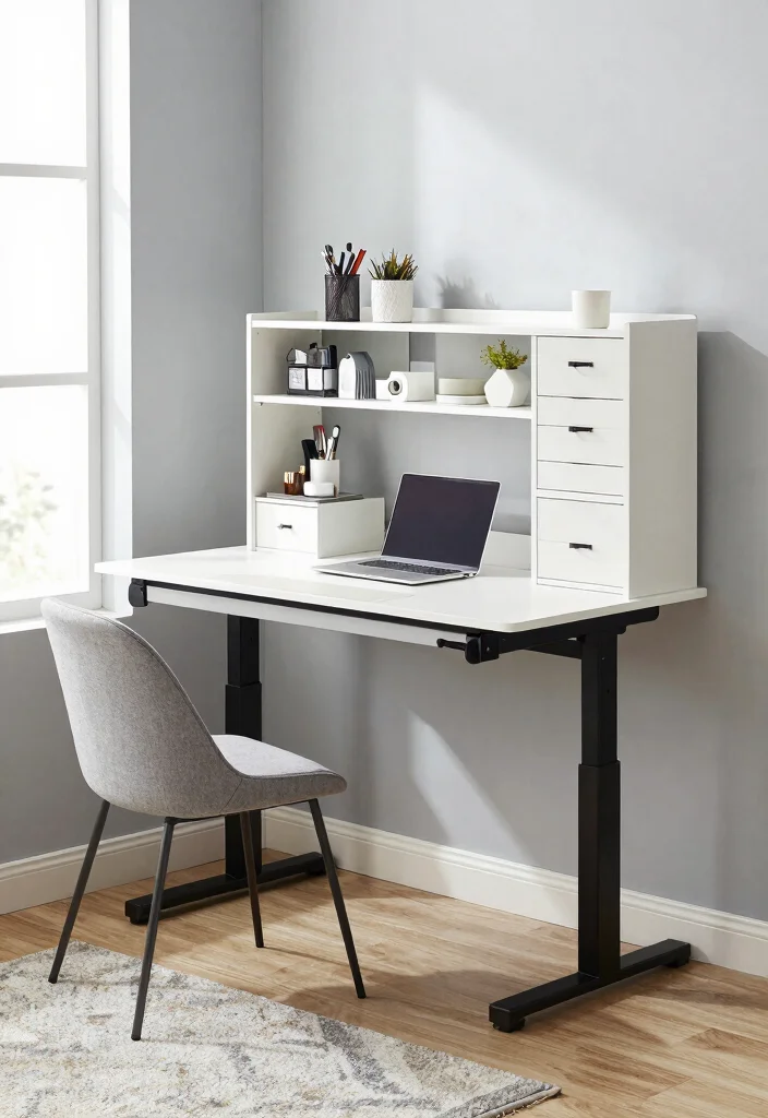 14 Home Office Standing Desk Ideas for Healthier Workdays 26 14 Home Office Standing Desk Ideas for Healthier Workdays 6. Standing Desk with Built in Storage 0