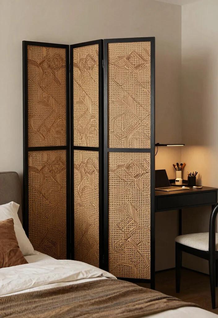 14 Home Office in Bedroom Ideas That Feel Separate 2 14 Home Office in Bedroom Ideas That Feel Separate 2. Chic Room Dividers 0