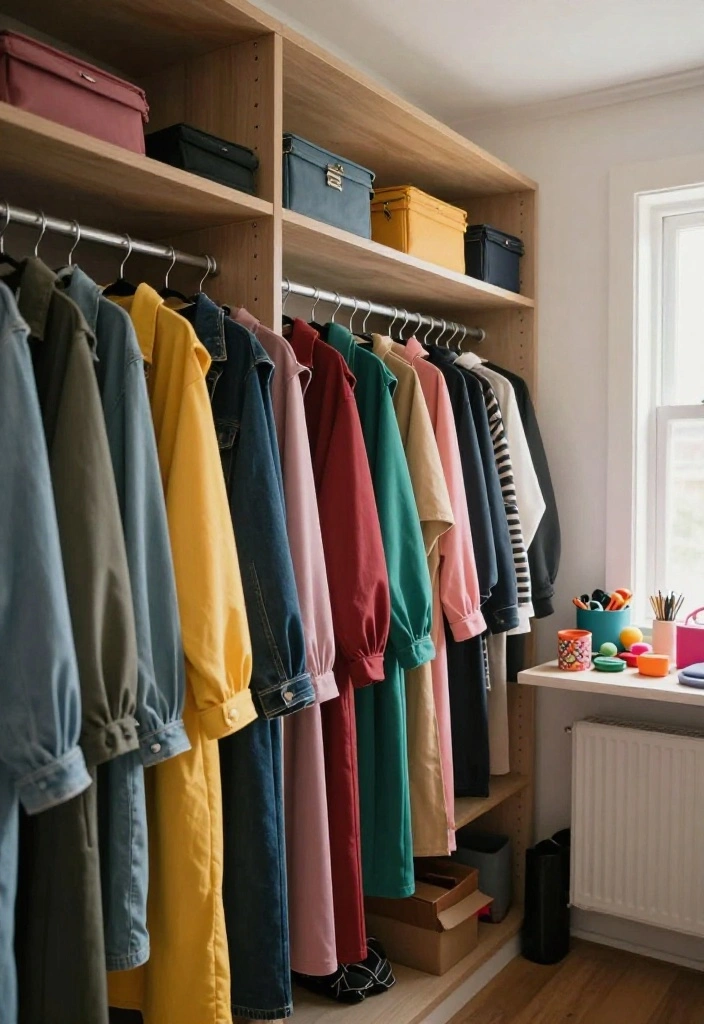 14 Ideas Para Closet Pequeños for Small Rooms That Feel Organized 14 14 Ideas Para Closet Pequeos for Small Rooms That Feel Organized 4. Color Code Your Wardrobe 0